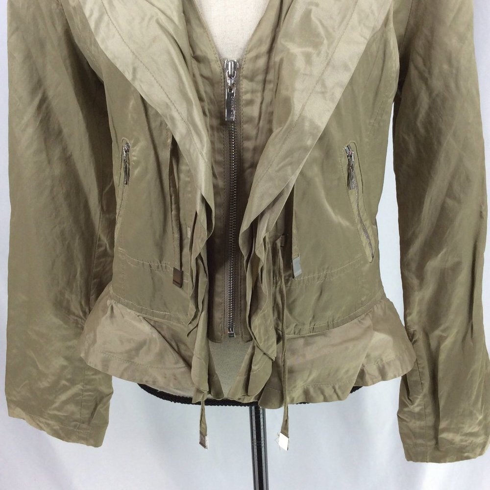 Greenstone Jacket Womens Size 40 UK 6/8 US Gold Beige Ruffle V-Neck DAMAGED - Picture 6 of 13